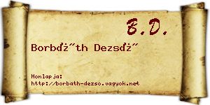 Borbáth Dezső névjegykártya