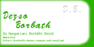dezso borbath business card