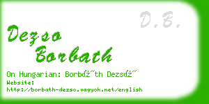dezso borbath business card
